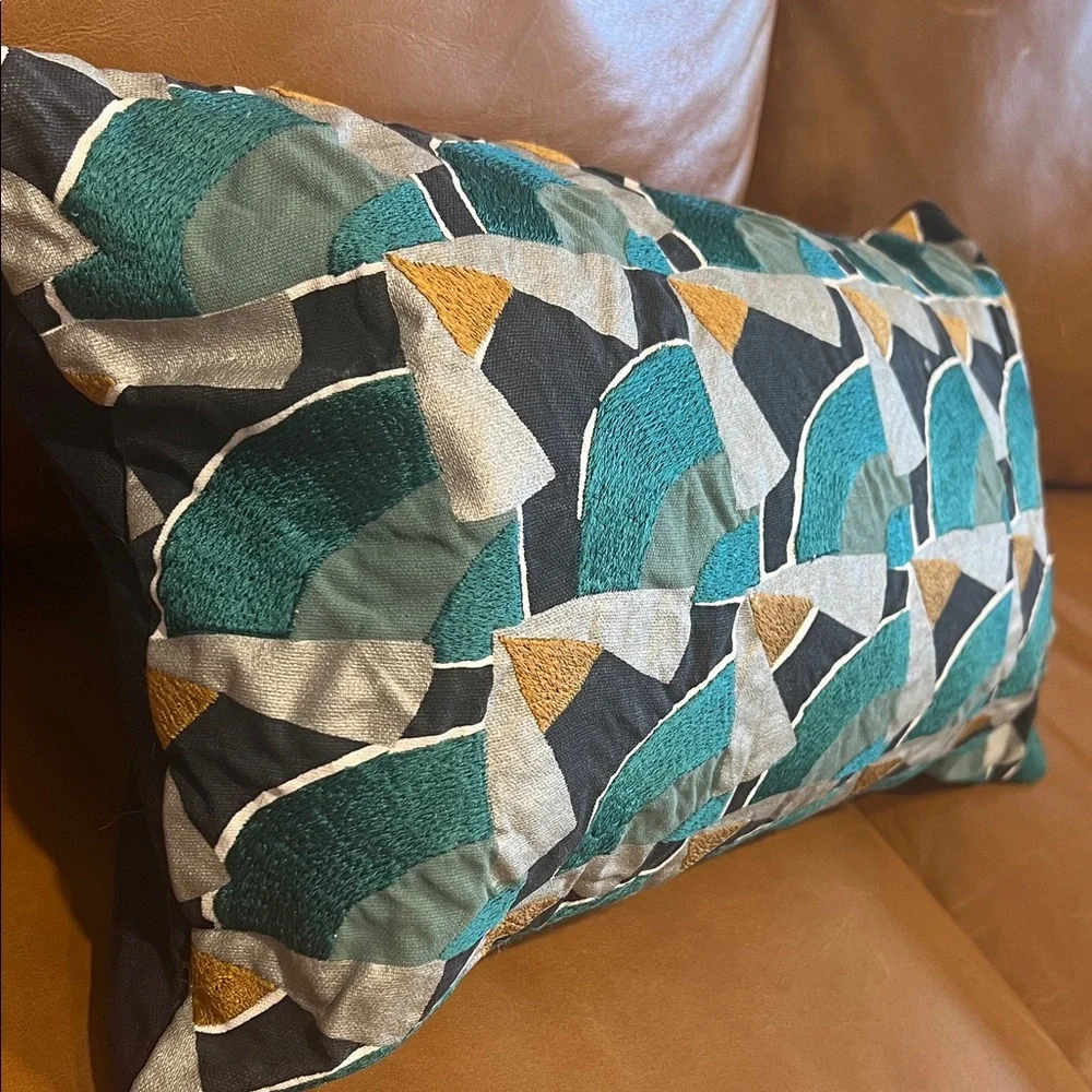 West Elm Navy Geo Accent Pillow